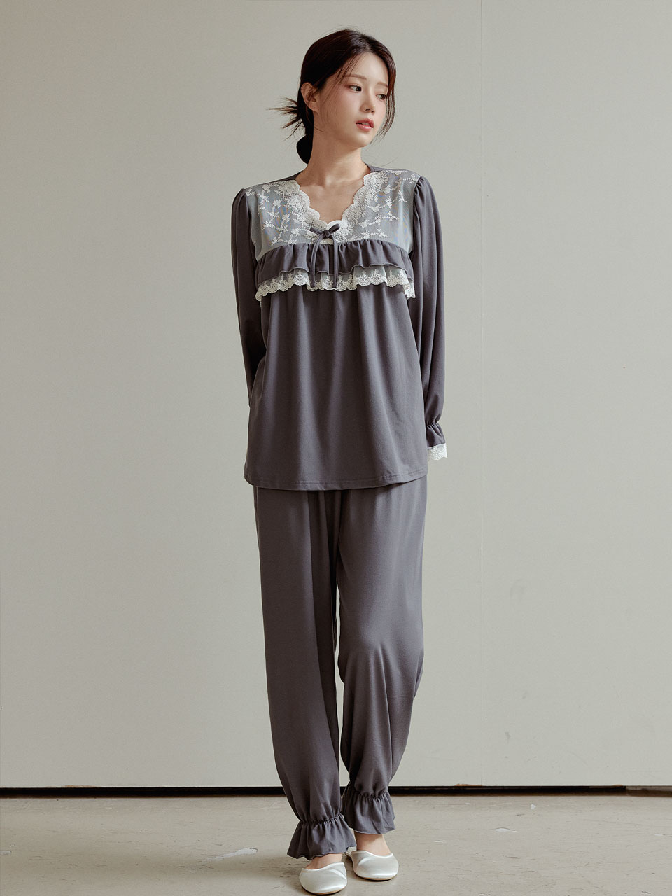 심플라이프set 우아한 여성 파자마 홈웨어 투피스 스판 잠옷세트
