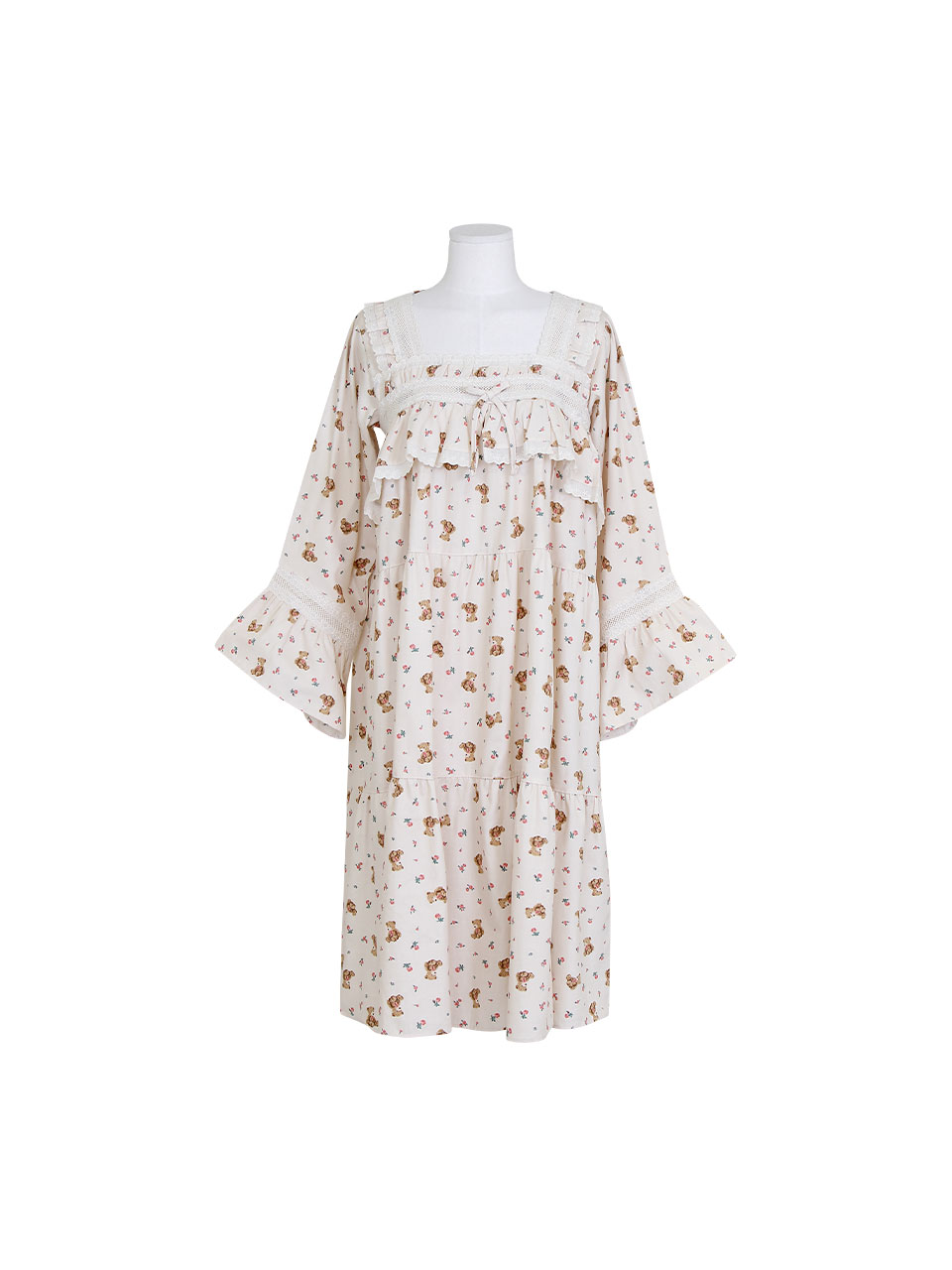 솔티ops 플라워베어 포근 러블리 레이스 원피스 파자마 홈웨어 잠옷 드레스