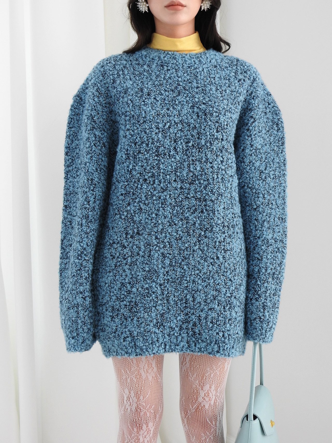 포더마nt 알파카 울혼방 겨울 부클 니트 스웨터 티셔츠 3color