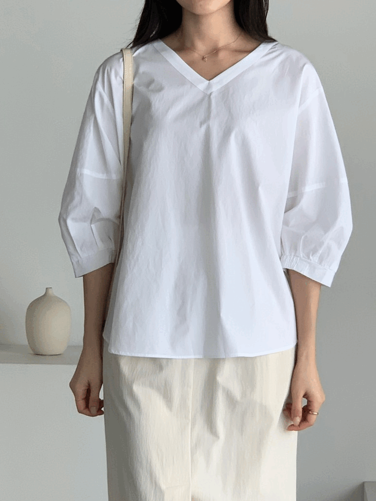베르bl 여리핏 브이넥 여름 반팔 블라우스 티셔츠 5color